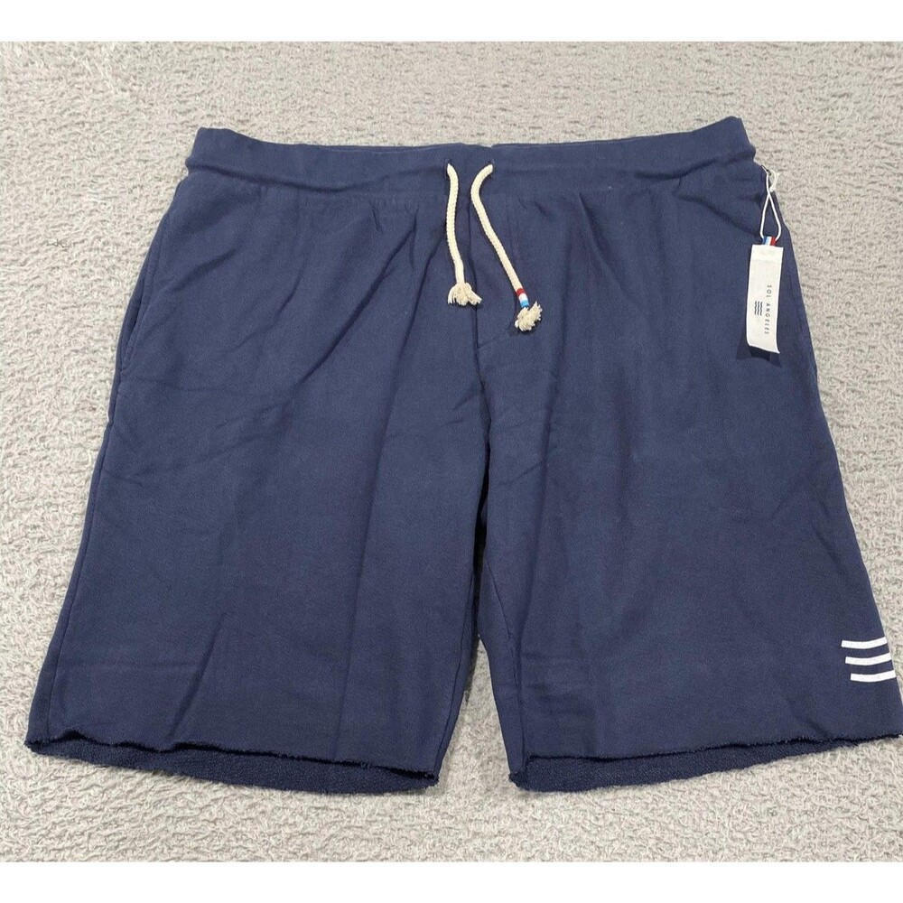 Sol Angeles Shorts Mens 2XL Blue Fleece Sweat Drawstring Made USA NWT Lounge